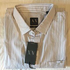 Armani Exchange 白とグレーのストライプ柄シャツ 売ります の画像