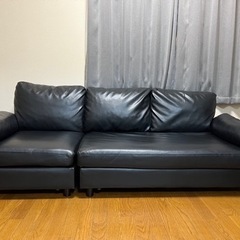 トリプルソファ 三人掛け 3シーター 合皮 黒 ブラック フェイクレザー