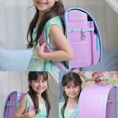 【新品】女の子ランドセル ベーシックガール 高級合皮 大容量 軽量 6年保証 全国送料無料 スクールバック 小学生通学カバン ラベンダー の画像