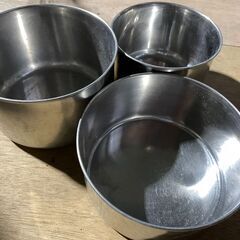 319い　ステンレス容器　丸形容器　３点セット　ステンレスポット...