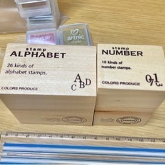 未使用 英数字スタンプ＆インク7色セットの画像