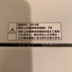 2013年式　洗濯機 洗濯・脱水5kg AQUA AQW-S502Wの画像