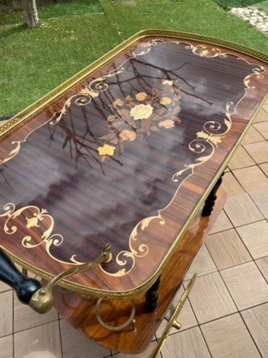 象嵌カート　ワゴン　ワインボトルホルダー　イタリア製　アンティーク