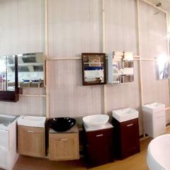 幅35cm　ミラー水栓排水付白手洗器　壁掛け　収納セット　欅木目柄　VN731Aの画像