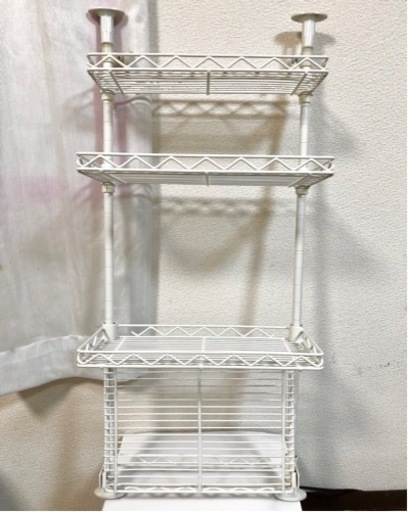 シンク上 突っ張りキッチンラック 30cm ホワイト 4段