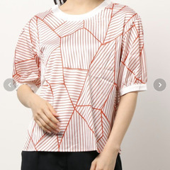 emi+ エミプラス■5分袖ストライプデザインカットソー L 赤...