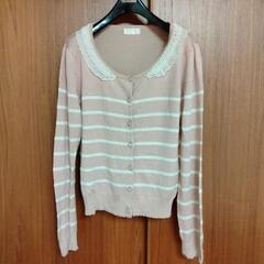 ピンクかわいいボーダーカーディガン