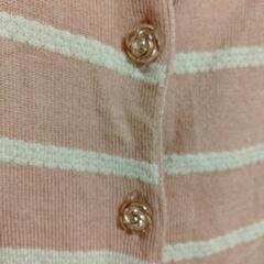 ピンクかわいいボーダーカーディガンの画像