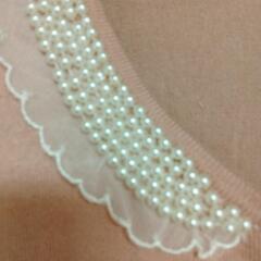 ピンクかわいいボーダーカーディガンの画像