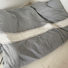 フランフラン　掛け布団カバー シングル グレー×ホワイトの画像