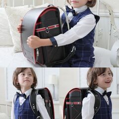 【新品】ランドセル 男の子 高級合皮 大容量 撥水加工 ブラック・レッドの画像