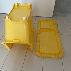 スタックボックス、ローラー付き、イエロー　キャリコ　収納の画像