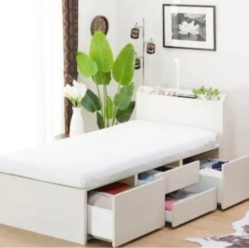 ニトリ　シングル　ベッドフレーム　マットレス　ジオ　ホワイト