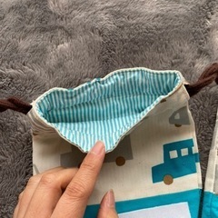 男の子　巾着袋　コップ袋　上靴袋　靴袋　車の画像