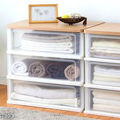 【収納ケース】ウッドトップチェスト 3段【ゼロ円】でお譲りします。の画像
