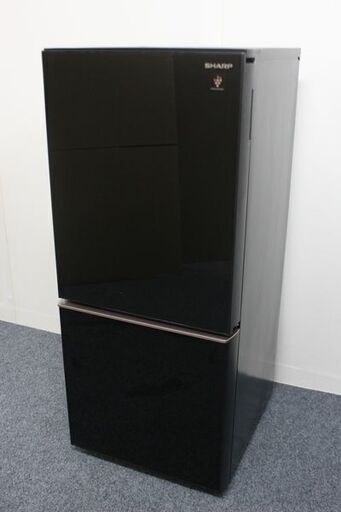シャープ 2ドア冷凍冷蔵庫 137L ピュアブラック ガラストップ つけかえどっちもドア SJ-GD14E-B 2019年製 SHARP  中古 店頭引取歓迎 R5539)