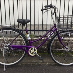 シティーサイクル27インチパープル6段変速あり