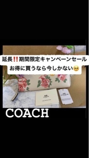 4/17まで延長のキャンペーンお値下げ中！ コーチ 長財布 正規品 バラ 花柄 かわいいホワイト