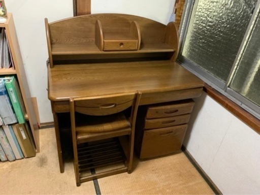 浜本工芸　学習机セット② ※机、上棚、椅子のみ(脇机なし)