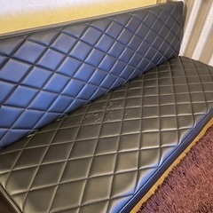 レザーソファーベッド　黒の画像