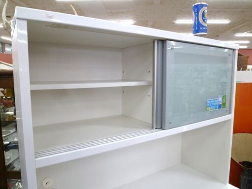 レンジボード 松田家具 幅117.6×奥行48.5×高さ180.2cm ソフトクローズ機能 キッチン収納 キッチンボード 食器棚 ホワイト  苫小牧西店