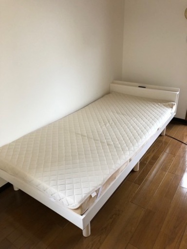 【26・27日希望】シングルベッド　フレーム・マットレス・ベッドパッド　3点セット