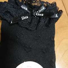 新品・未使用■ Licca フォーマル ソックス 黒 16~21ｃｍ ■ハート柄 レース 靴下 の画像