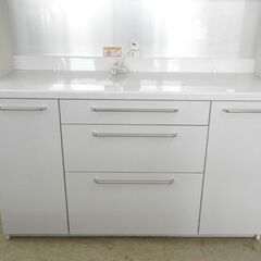 大型 レンジボード 幅139.5cm 4枚扉 白系 パモウナ 食器棚