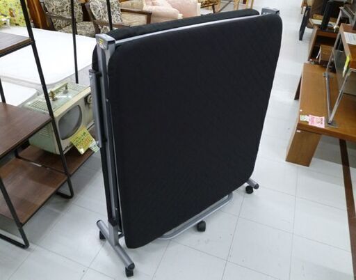 折りたたみベッド 幅90x奥行200x高さ27cm シングルベッド ブラック マット幅90cm 寝具 苫小牧西店