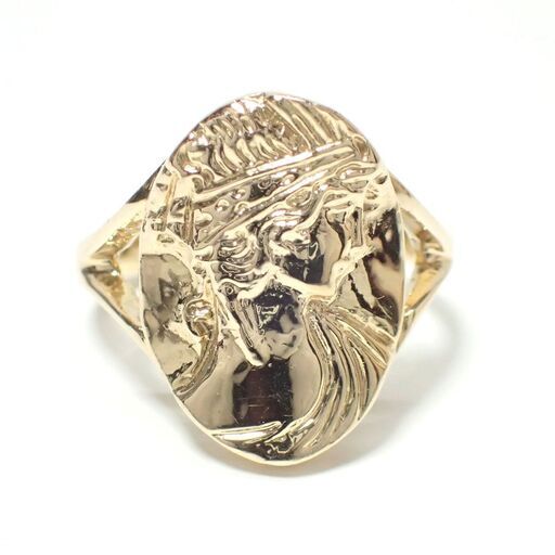 E548 指輪 K18 9g 22号 シグネットリング 印台 彫刻