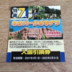 複数割引あり・他施設チケットあり　ネオパークオキナワ　入園券1枚