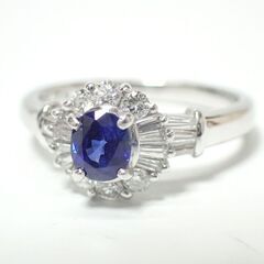 E541 Pt900 サファイア0.7ct ダイヤモンド0.53 5.3g 12号 指輪 リング