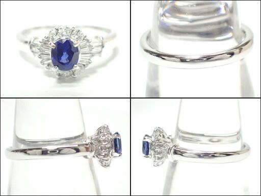 E541 Pt900 サファイア0.7ct ダイヤモンド0.53 5.3g 12号 指輪 リング