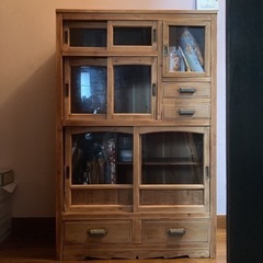 レトロな食器棚 昭和 本棚 収納棚 戸棚 アンティーク 古道具