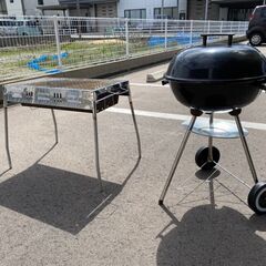 【値下げしました】中古　キャンプ　BBQコンロ　ふた付き　スモー...