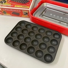  [山善] たこ焼き器 24穴 着脱プレート式 レッド YOA-240の画像