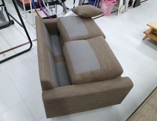 2人掛けソファー ファブリック ベージュ系  幅133×奥行85×高さ77cm 2Pソファ 苫小牧西店