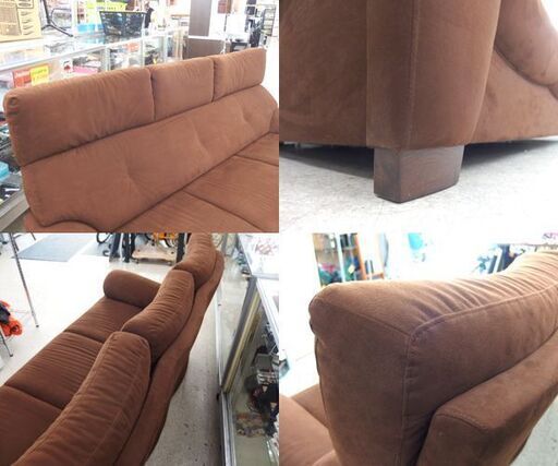 値下げしました!! カリモク 3人掛けソファ 幅198cm UT73モデル ブラウン/茶色 ハイバック 長椅子 布製 長椅子 三人掛け