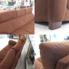 値下げしました!! カリモク 3人掛けソファ 幅198cm UT73モデル ブラウン/茶色 ハイバック 長椅子 布製 長椅子 三人掛け Karimoku ☆ 札幌市 北区 屯田 の画像