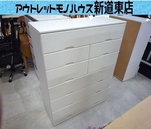 6段チェスト タンス ホワイト エナメル調 横幅 104.5cm 高さ136.5cm 中古 箪笥 引出し 札幌市東区 新道東店