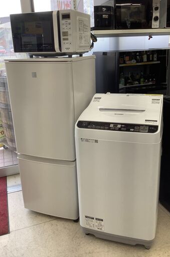 ☆★新生活応援★家電3点セット ☆146L 2ドア冷蔵庫 / 5.5/3.5k 洗濯乾燥機 / 800W 電子レンジ 2019＆2021年製 Rセット【ユーズドユーズ名古屋天白店】 J1641