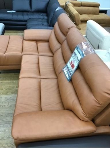 KO-95【ご来店頂ける方限定】本革　カウチソファセット　ブラウン系