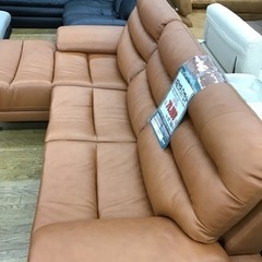 KO-95【ご来店頂ける方限定】本革 カウチソファセット ブラウン系
