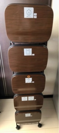★7月中 ゴミ箱 19L×5段 ウッド ブラウン