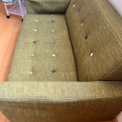 2人用ソファーあげます!! グリーン オシャレの画像