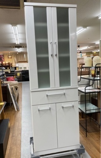 R371 白 スリム食器棚、キッチンボード、幅59cm