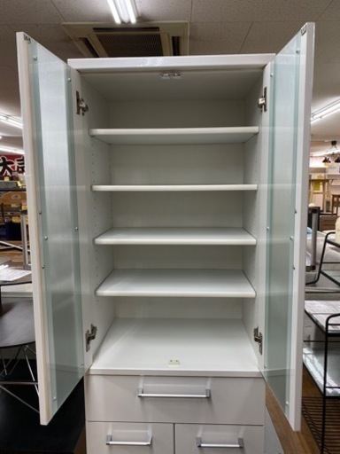 R371 白 スリム食器棚、キッチンボード、幅59cm