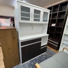 【リサイクルサービス八光　田上店　配達・設置OK】大型　ダークブラウン&ホワイト　食器棚
