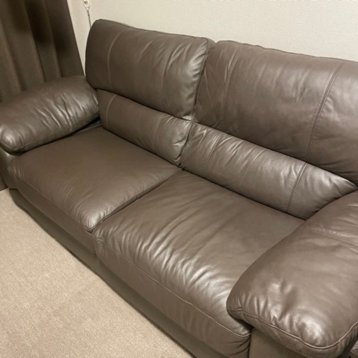 お値下げ！ニトリ 本革ソファー ウォール2 ダークブラウン