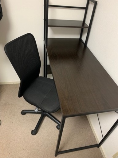 パソコンデスク＆PCチェア【セット】収納付き 木製 学習机 オフィスデスク ラック付き